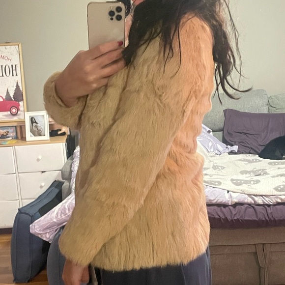 Women's vintage rabbit Fur Coat - Tan - Picture 8 of 15